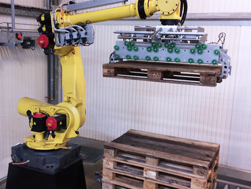 Automatic depalletiser pallet take