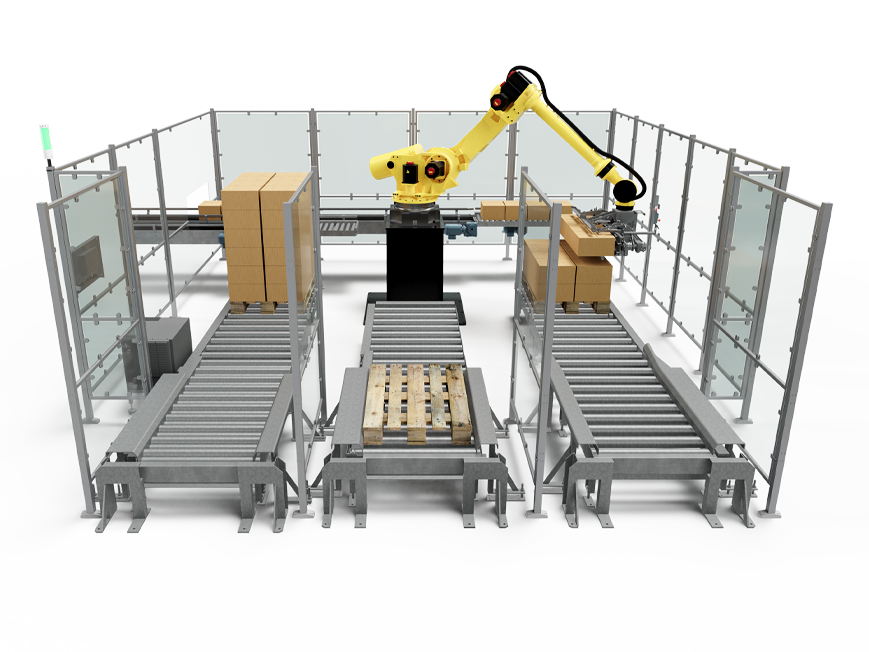 Automatic depalletiser pallets exit
