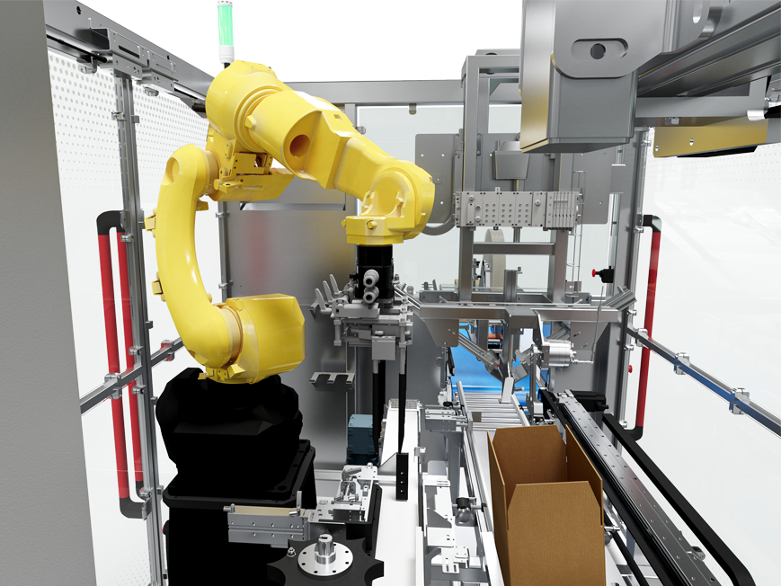 Automatic RSC top load case packer robot