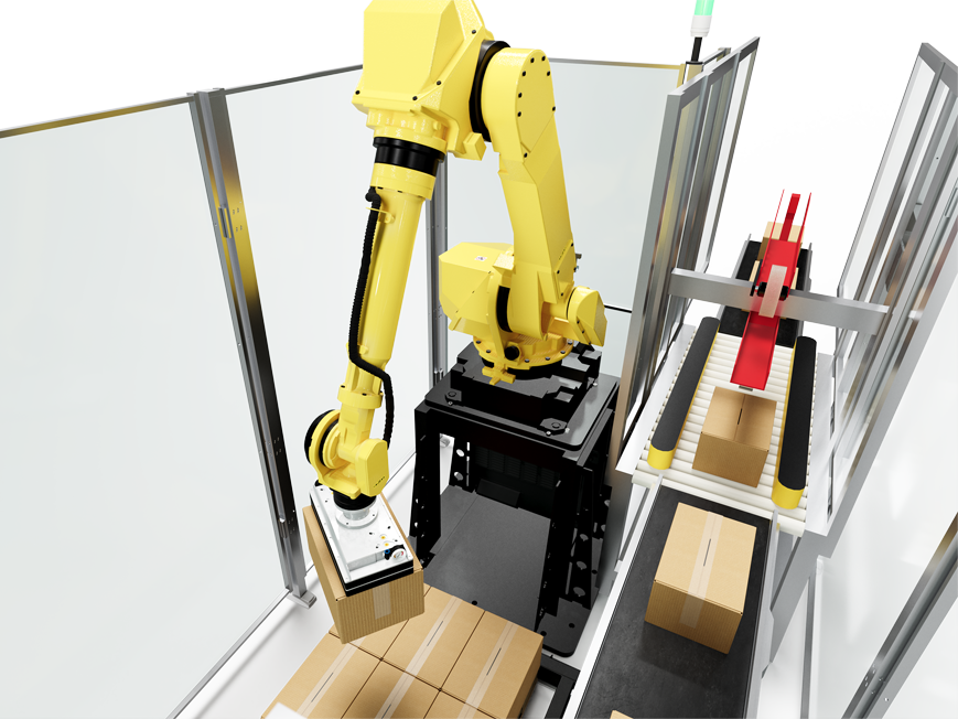 Automatic single line palletiser inside