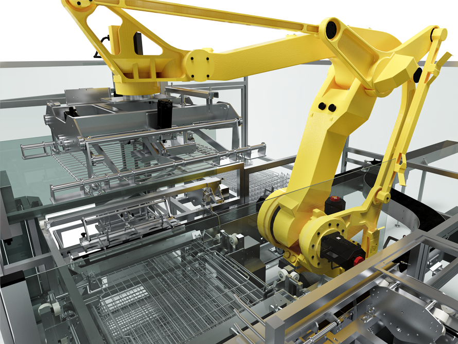 Automatic tray loader unloader inside