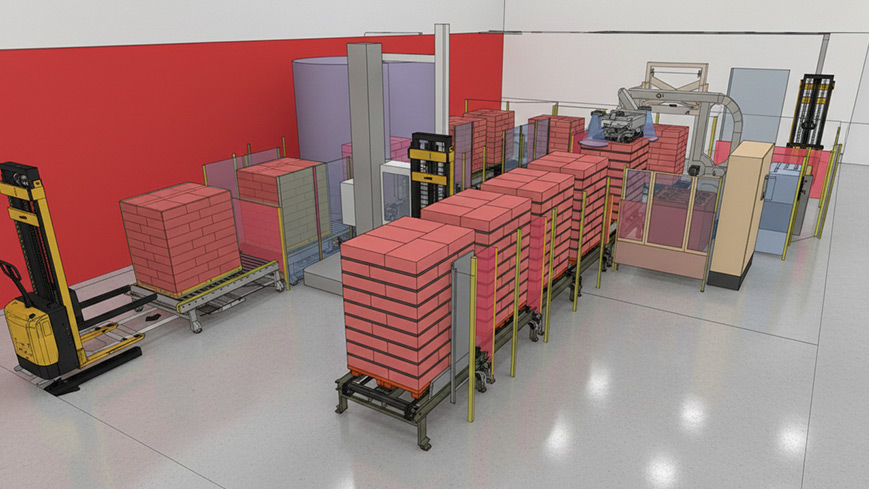 Depalletising and palletising meat bags - JYGA