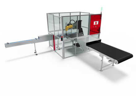 Flow pack machine loading system