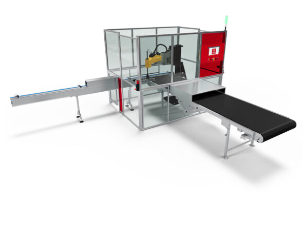 Flow pack machine loading system