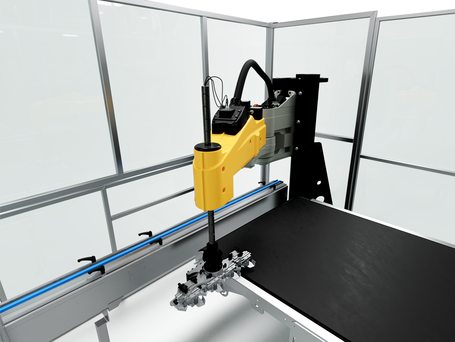 Flow pack machine loading system inside
