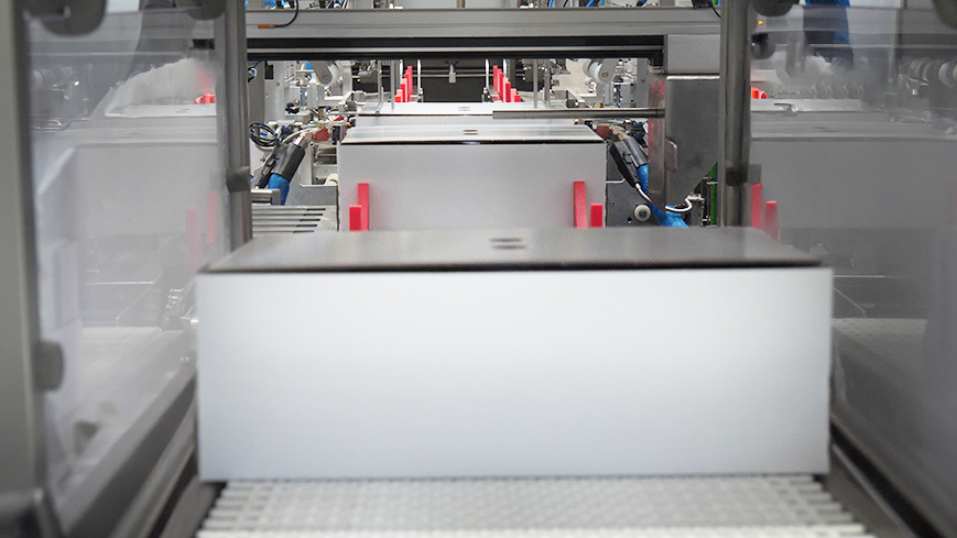 Multi format wrap around case packer cases with lids exit