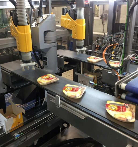 Wrap-around case packing of cheese trays - JYGA