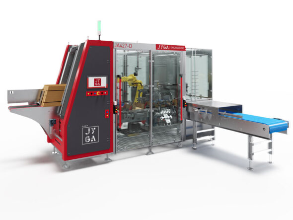 Wrap around case packer for trays