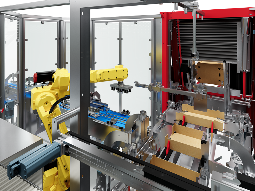 Wrap around case packer for trays inside