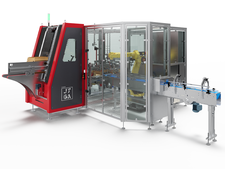 Wrap around case packer for trays view2
