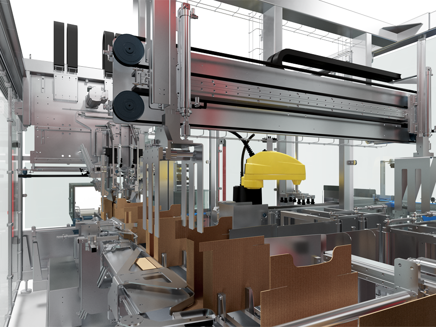Wrap around case packer for trays with ledge inside 2
