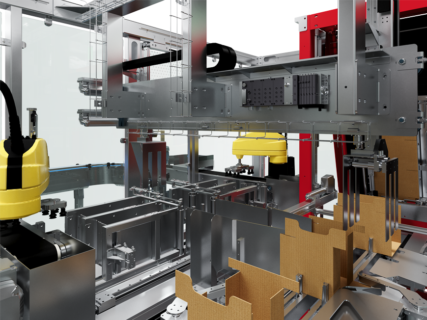 Wrap around case packer for trays with ledge inside