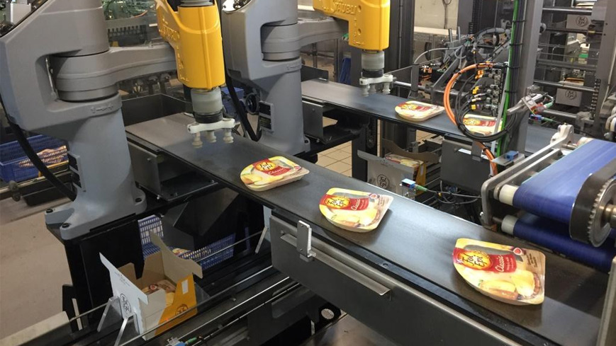 Wrap-around case packing of cheese trays